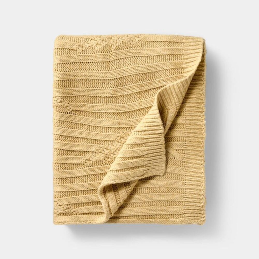 Open Box - Tan Cable Rib Throw - 50 x 60" - Threshold designe Tan